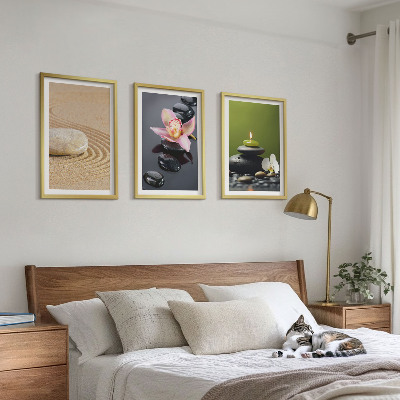 Lot de 3 tableaux pour salon Motifs de pierres zen relaxants