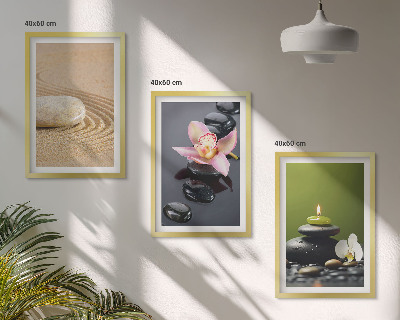 Lot de 3 tableaux pour salon Motifs de pierres zen relaxants