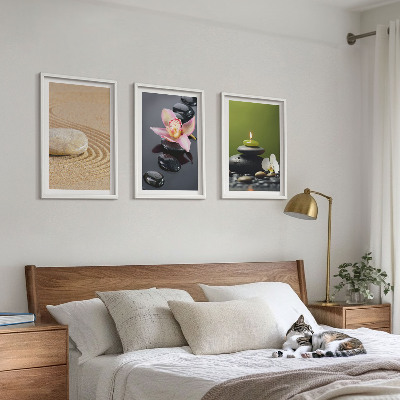 Lot de 3 tableaux pour salon Motifs de pierres zen relaxants
