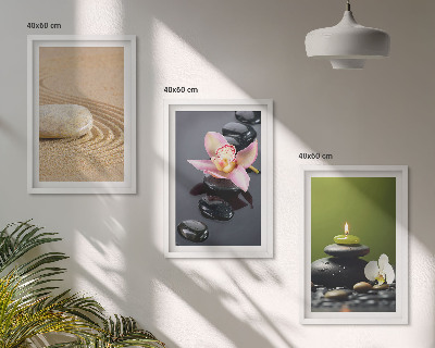 Lot de 3 tableaux pour salon Motifs de pierres zen relaxants