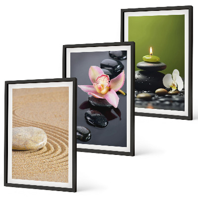 Lot de 3 tableaux pour salon Motifs de pierres zen relaxants