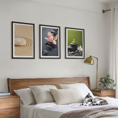 Lot de 3 tableaux pour salon Motifs de pierres zen relaxants