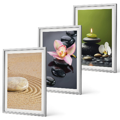 Lot de 3 tableaux pour salon Motifs de pierres zen relaxants