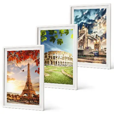 Tableaux Monuments d'Europe lot de 3 pour salon