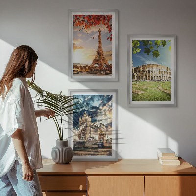 Lot de 3 tableaux pour salon Monuments d'Europe