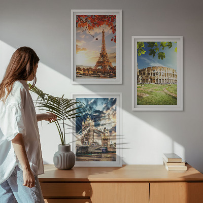 Lot de 3 tableaux pour salon Monuments d'Europe