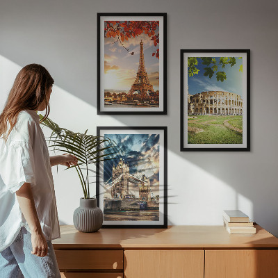 Lot de 3 tableaux pour salon Monuments d'Europe