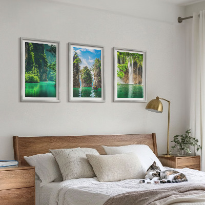 Cadre photo mural Cascades de paysages verdoyants