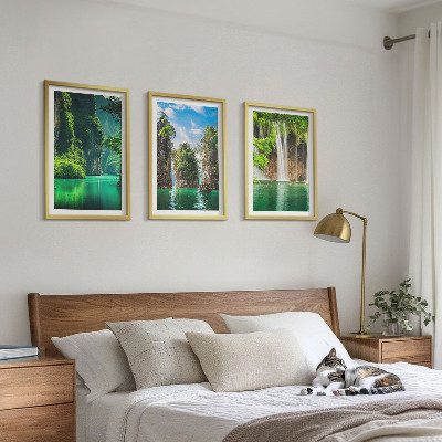 Cadre photo mural Cascades de paysages verdoyants
