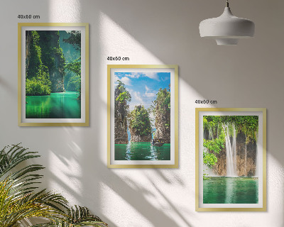 Cadre photo mural Cascades de paysages verdoyants