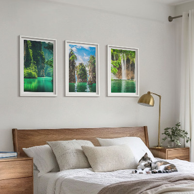 Cadre photo mural Cascades de paysages verdoyants