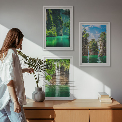 Cadre photo mural Cascades de paysages verdoyants