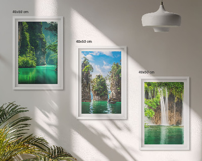 Cadre photo mural Cascades de paysages verdoyants