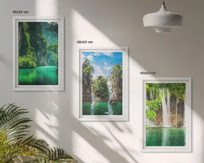 Cadre photo mural représentant des cascades de paysages verdoyants