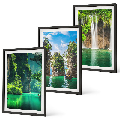 Cadre photo mural Cascades de paysages verdoyants