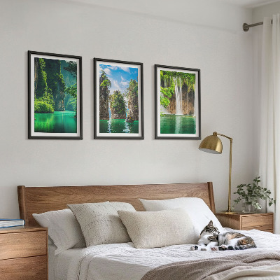 Cadre photo mural Cascades de paysages verdoyants