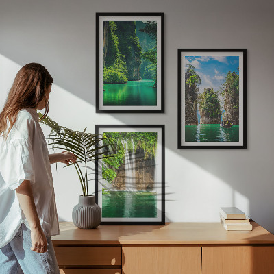 Cadre photo mural Cascades de paysages verdoyants