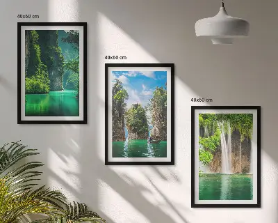 Cadre photo mural représentant des cascades de paysages verdoyants