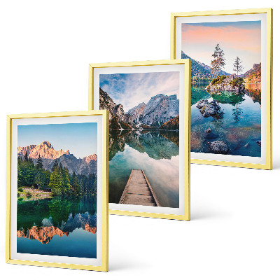 Lot de 3 tableaux pour salon Lacs de montagne forêt de reflet
