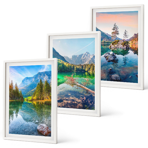 Lot de 3 tableaux pour salon Paysage naturel des lacs de montagne