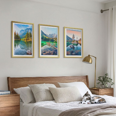 Lot de 3 tableaux pour salon Paysage naturel des lacs de montagne