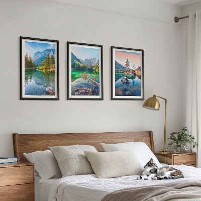 Lot de 3 tableaux pour salon Paysage naturel des lacs de montagne
