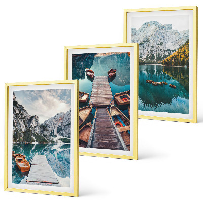 Lot de 3 tableaux pour salon Lac, ponts, montagnes