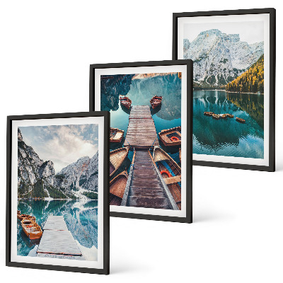Lot de 3 tableaux pour salon Lac, ponts, montagnes