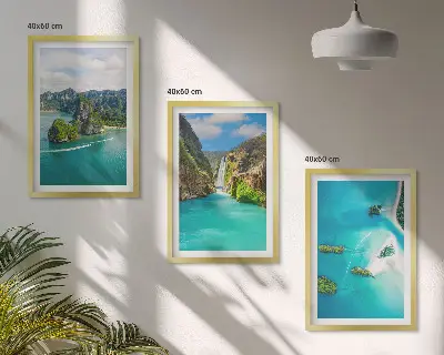 Cadre photo mural représentant des îles tropicales aux eaux turquoise