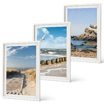 Cadre photo mural Plage, sentier en bois, falaises