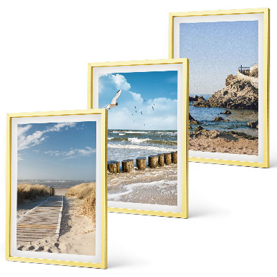 Cadre photo mural Plage, sentier en bois, falaises