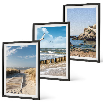 Cadre photo mural Plage, sentier en bois, falaises