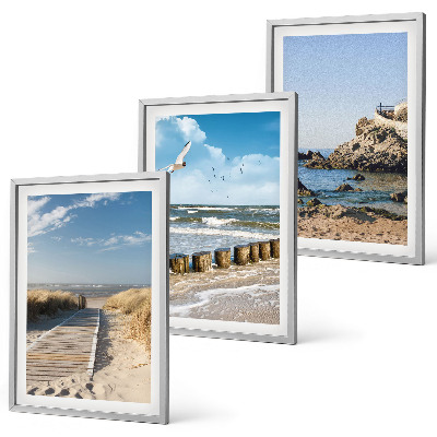 Cadre photo mural Plage, sentier en bois, falaises