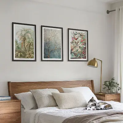 Lot de 3 tableaux pour salon avec motifs de plantes tropicales et oiseaux dans la nature