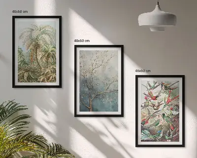 Lot de 3 tableaux pour salon avec motifs de plantes tropicales et oiseaux dans la nature