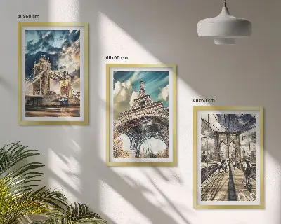 Cadre photo mural représentant ponts, tours et villes européennes