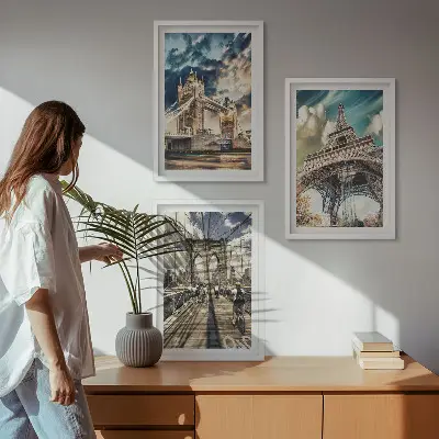 Cadre photo mural représentant ponts, tours et villes européennes