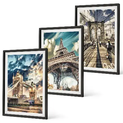 Cadre photo mural représentant ponts, tours et villes européennes