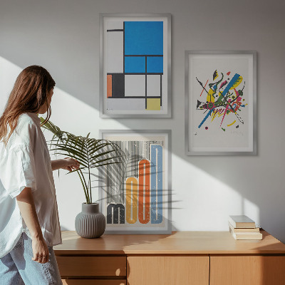 Lot de 3 tableaux pour salon Géométrie moderne abstraite