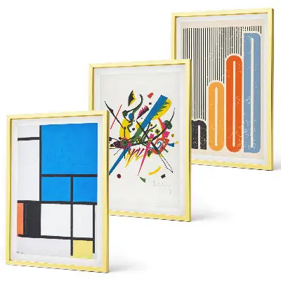 Lot de 3 tableaux pour salon motif géométrie moderne abstraite