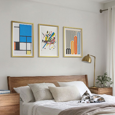 Lot de 3 tableaux pour salon Géométrie moderne abstraite
