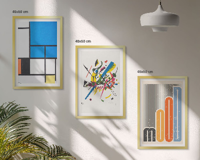 Lot de 3 tableaux pour salon Géométrie moderne abstraite