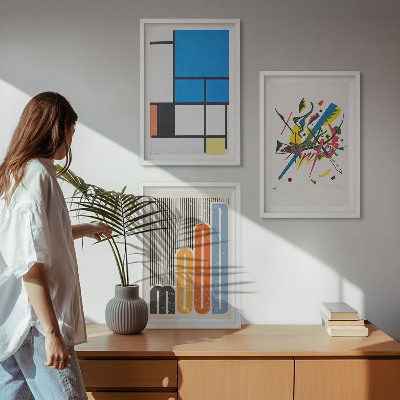 Lot de 3 tableaux pour salon Géométrie moderne abstraite