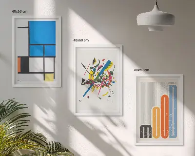 Lot de 3 tableaux pour salon motif géométrie moderne abstraite