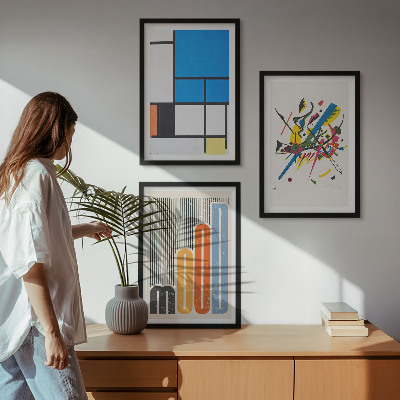Lot de 3 tableaux pour salon Géométrie moderne abstraite