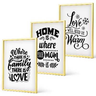 Lot de 3 tableaux pour salon Famille, amour, foyer, chaleur
