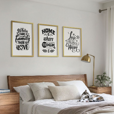 Lot de 3 tableaux pour salon Famille, amour, foyer, chaleur