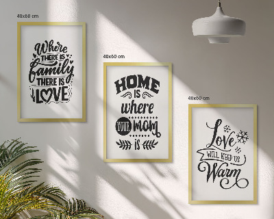 Lot de 3 tableaux pour salon Famille, amour, foyer, chaleur