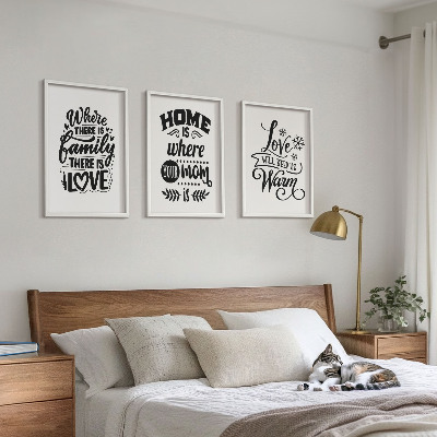 Lot de 3 tableaux pour salon Famille, amour, foyer, chaleur