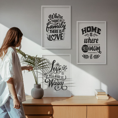 Lot de 3 tableaux pour salon Famille, amour, foyer, chaleur